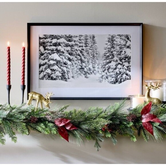 30”x20” Winter Tree Scene Framed Wall Art Print Threshold Studio McGee NEW - Picture 3 of 6